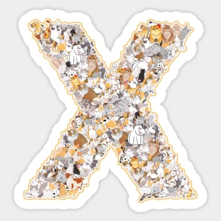 cat letter X (the cat forms the letter X) Sticker